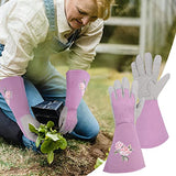 Dengofng Guantes de poda de rosa, guantes de jardinería de protección de antebrazo largo para mujer, antipinchazos, impermeables y extra gruesos(M)