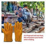 Guantes de soldadura Un par / set Fire a prueba de fuego Guantes de soldadora de cuero de vaca duradera HUEVOS DE SEGURIDAD DE LOS TRABAJO DE CALOR for SOLDADURA HERRAMIENTAS DE MANO DE METAL Resisten