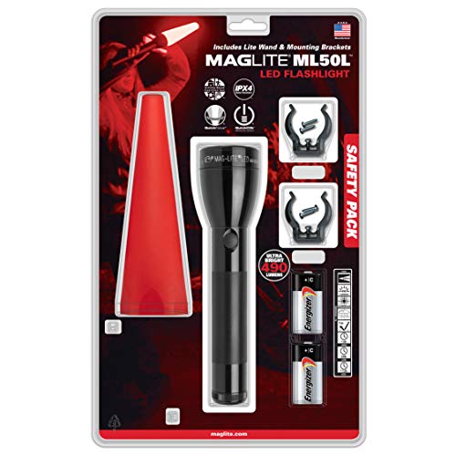 MAGLITE Paquete de seguridad ML50L 2 celdas C LED linterna negro, tamaño medio, ML50L-I201G – Varita roja