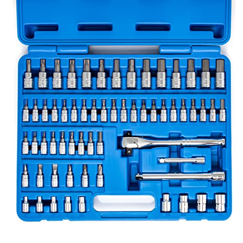 NEIKO 01146A Premium Master Combination Bit Socket Wrench Set | 62 Piece | SAE and MM | 1/4