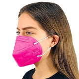 Mascarilla facial desechable | 5 capas | Fabricada en Estados Unidos | Filtro de 95% de Eficiencia| Unitalla | Lazo ajustable para la oreja | Material suave y resistente | Paquete de 5 Unidades (Adultos, Rosa Fuerte)