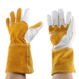 Guantes de jardinería de piel para mujeres y hombres, guantes transpirables de poda con guanteletes a prueba de espinas, mangas largas de piel de vaca para jardinero y granjero (XL)