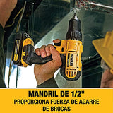 DEWALT Kit Taladro Atornillador con Llave de Impacto Inalámbrico Cargador y Bateria de Ion-Litio 20V MAX* 1.3Ah DCK240C2