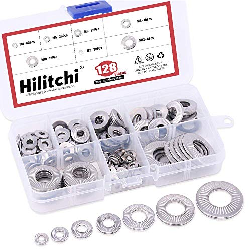 Hilitchi - Arandelas métricas de acero inoxidable 304, 128 piezas, M3 – M12