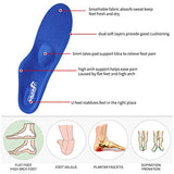 Walkomfy - Plantillas ortopédicas para aliviar el dolor de fascitis plantar, plantillas de soporte de arco para pies planos, insertos de zapatos para hombres y mujeres/deportes absorción de golpes para caminar, correr, senderismo (azul, 9-9.5 mujeres/7-7.