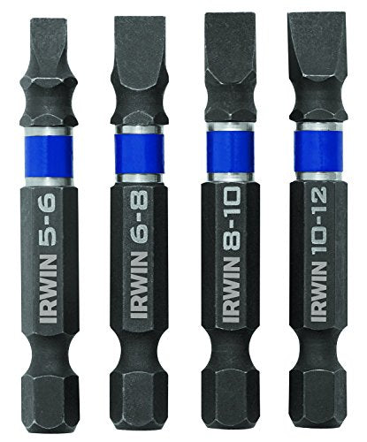 IRWIN Tools 1899885 Impact Performance Series Screwdriver Power Bits, Assorted Slotted, 2-Inch Length, 4-Piece