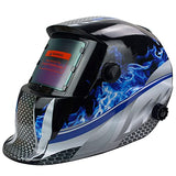 Pwigs Casco de Soldadura con energía Solar Capucha de oscurecimiento automático con Rango de Sombra Ajustable 4/9-13 para máscara de Soldador de Arco Mig TIG (Fuego Azul)