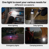 Foco LED recargable, 6 modos de luz IPX4, resistente a la lluvia, lámpara de emergencia de 100 K + horas de vida útil, linterna superbrillante de 6000 lm con cargador AC/USB a DC Mini trípode