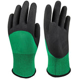 Guantes de látex de espuma duradera de doble revestimiento antiestático resistente guantes de trabajo impermeables guantes de jardín (guantes verdes látex negro, M, 12 pares)