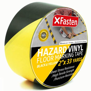 XFasten Cinta de seguridad de advertencia de peligro, 2 pulgadas x 36 yardas, negro y amarillo