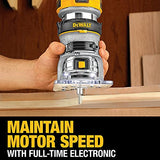 DEWALT Max DWP611 1.25 HP Fresadora Compacta de Velocidad Variable y Par de Torsión, 1.25 Hp con Luz LED