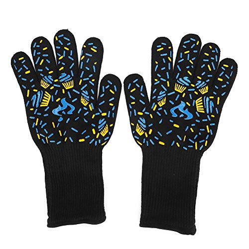 Guante de Cocina BBQ, Guantes Ignífugos de 800 Fire 1482 ° F Para Horno Resistente A Altas Temperaturas, Guantes de Trabajo Antideslizantes Con Puño Largo Extendido Para Cocinar A La Parrilla (1 Par)