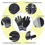 GMG Guantes antivibración, protectores de caucho termoplástico antiimpactos, guantes de impacto con agarre, resistentes a los cortes (1 par), negro, grande