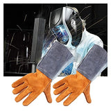 Petrikora Guantes de Soldadura para TIG Resistentes el Calor Guantes de Soldadura Los soldadores Trabajan Suave Cuero de Piel de Vaca más Guantes for Proteger la Herramienta de Mano