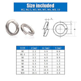 Hilitchi - Juego de 410 arandelas de acero inoxidable 304 (8 tamaños)