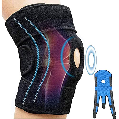 VASEN Protector de Rodillera, Estabilizador Articulado Fleje Ajustable, Neopreno, Transpirable, Abrigo para Artritis, Apoyo de Abrazadera de Rodilla, Correr, Deportes (Azul)