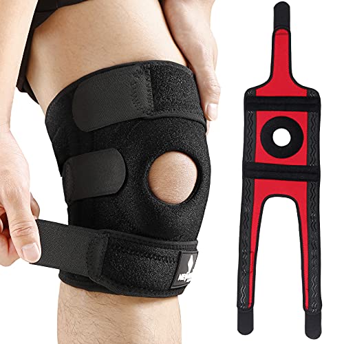 NEENCA Rodillera con estabilizadores laterales y almohadillas de gel para rótula, gancho y bucle ajustables para el dolor de rodilla, correr, desgarro de menisco, ACL, alivio del dolor en las articulaciones, recuperación de lesiones, deportes, 4 tamaños A