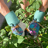 Wells Lamont Guantes de jardinería para mujer con estampado botánico de cuero, talla M (4183M)