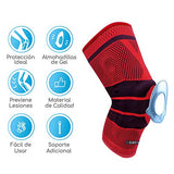 Canotagio Par de Rodillera Deportiva Acolchadas con Gel. Rodilleras de Compresión Manga para Pierna. Rodilleras Crossfit Soporte para Prevención y Recuperación de Lesiones. Knee Brace. (Rojo, G)