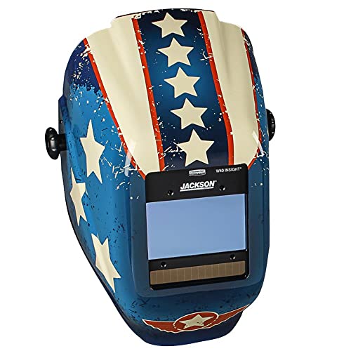 Jackson Safety Casco de soldadura, 46101 – Filtro digital de oscurecimiento automático, ligera máscara protectora para soldador con carcasa ligera HLX100 para hombres y mujeres, tamaño universal, diseño de estrellas y cicatrices