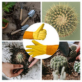 Guantes de jardinería, guantes largos de jardinería, guantes de jardín de trabajo de cuero, guantes de jardín para mujeres, guantes de jardinería para hombres, guantes de trabajo de cuero vacuno grueso y duradero. (Grande, amarillo)