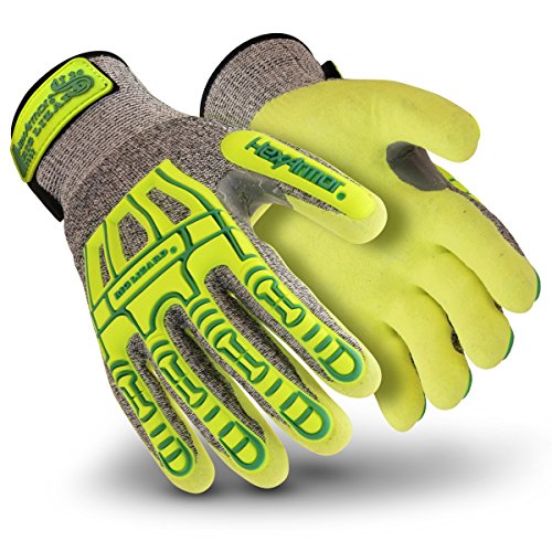 HexArmor Rig Lizard Thin Lizzie 2092 - Guantes de trabajo de impacto con palma recubierta de nitrilo arenoso, tamaño mediano