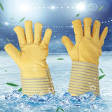 Guantes criogénicos Guantes de trabajo de cuero Resistentes al frío Guantes cálidos de invierno Resistente al viento Impermeable Puño largo Nitrógeno líquido Protección para las manos Unisex