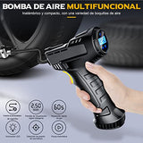 SPOWAY Inflador De Neumáticos, Compresor De Aire Portátil De 20 V, Bomba De Aire Portátil para Neumáticos De Coche, con Pantalla LCD, Luces Led, Adecuado para Motocicletas, Automóviles, Etc.