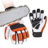 Vgo 1 par de Guantes de Trabajo Para Motosierra, Protección Para Sierra En La Parte Posterior Izquierda (L/G, naranja, GA8912)