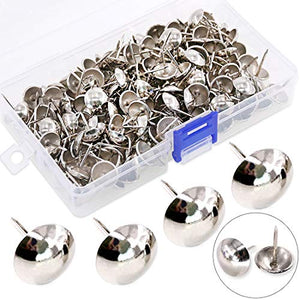 Hilitchi Juego de 200 clavos de tapicería antiguos, 14 mm, tachuelas para muebles, tapicería, clavos, tachuelas, tachuelas, tachuelas para pulgar, kit surtido (plateado)