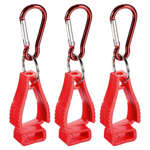 M METERXITY Paquete de 3 clips para guantes – Soporte de clip para guantes, guantes, cascos, gancho para colgar en la construcción del trabajador (rojo)