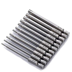 Bestgle 11 Piezas 75mm Destornillador Torx 1/4 Hexagonal Magnético Torx Seguridad Destornillador Kit Herramientas Aleación de Cromo Vanadio