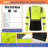 AYKRM Camiseta de seguridad reflectante de alta visibilidad de manga larga (XS-6XL), Amarillo, Medium