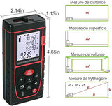 Medidor Laser de Distancia, 60M Profesional Metro Laser, Niveles de Burbuja m/in/ft/ft+in, Función de silencio, 20 Almacenamiento de Datos, Distancia, área, volumen de Pythagore, ángulo, IP54 ±2 mm Alta Precisión