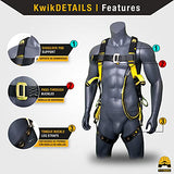 KwikSafety (Charlotte, NC) SUPERCELL COMBO | Arnés de seguridad de cuerpo completo con anillo 3D, cordón de 6 pies, cordón para herramientas, ANSI OSHA PPE protección contra caídas Equipo de retención universal de construcción para techos