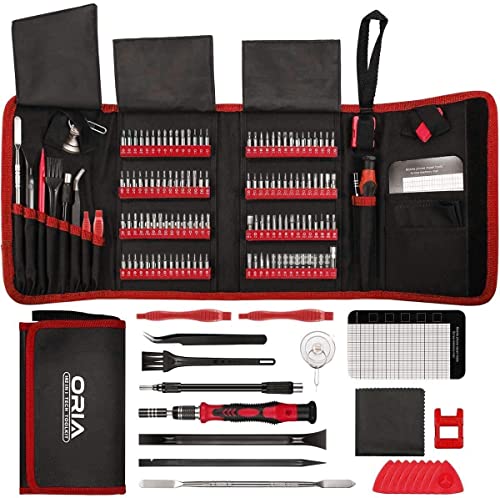 Juego de destornilladores 142 en 1 con 120 brocas, juego de destornilladores de precisión, herramientas de reparación magnéticas con bolsa portátil para PC, iPhone, iPad, MacBook, portátil, relojes de cámara, producto electrónico, color rojo