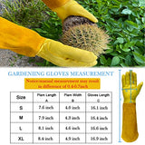 Guantes largos de jardinería de cuero para mujeres, hombres y niños, transpirables, a prueba de espinas, con protección para el antebrazo, palmas de piel de oveja, mangas de cuero vacuno, guantes de trabajo de seguridad para jardín