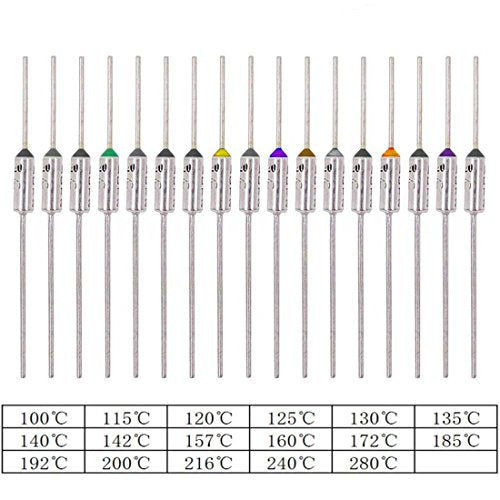 Hilitchi 85 piezas 10 A 250 V circuito de corte de temperatura de corte térmico fusible surtido Kit – 100 ℃ a 280 ℃