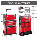 BIG RED TRJF-C305ABD Torin Organizador de taller de garaje: caja de herramientas portátil apilable de acero y plástico con 3 cajones, rojo