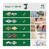 Bosch Home and Garden, atornillador a batería EasyDrill 18V-40 (2 baterías de 2,0.Ah, sistema de 18.V, en maletín de transporte)