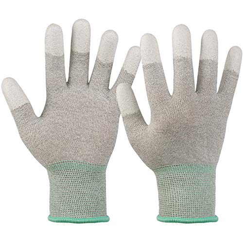 Guantes antiestáticos ESD, guantes de trabajo con visualización táctil, fibra de carbono, guantes antiestáticos, para proteger la seguridad del ensamblaje del computadora (L)