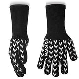 BBQ Grill Oven Mitts Guantes Tejido ignífugo de Alta Temperatura ignífugo más Silicona con Aislamiento Horno microondas Horno Grill Horno Guantes de Cocina