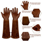 Guantes de Jardinería para Hombres y Mujeres. Piel de Cabra Guantes de Trabajo de vaca que Tienen puños Largos para Proteger Brazos Hasta los Codos. Perfecto para el corte de Rosas Cactus Blackberry