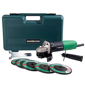 Metabo HPT G12SR4 molinillo angular de 4-1/2 pulgadas, estuche y 5 ruedas abrasivas incluidas, 6.2-Amp, compacto y ligero