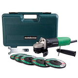 Metabo HPT G12SR4 molinillo angular de 4-1/2 pulgadas, estuche y 5 ruedas abrasivas incluidas, 6.2-Amp, compacto y ligero