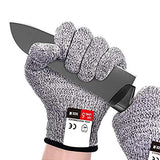 FUSHANG Guantes Resistentes al Corte, Nivel 5 protección de la Cocina Grado alimenticio Guantes de Seguridad para el Corte de Carne, Cocina, Corte, Corte y pelar, carpintería, 1 par