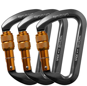 Ayamaya 30kn / 3000kg Aluminum Locking Rock Climbing Carabiner D Shape Screwgate Carabiner Hook Twist Lock Carabiner Outdoor Sport Tools by AYAMAYA