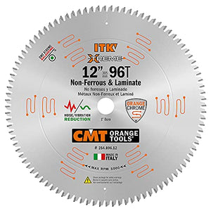 CMT ITK 254.096.12 Hoja industrial de metal y melamina no ferrosos y 30.5 cm de diámetro por 96 dientes con orificio de 1 pulgada, recubierto de PTFE