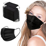 Máscara facial desechable, 50 unidades, cómodas máscaras protectoras para el hogar, oficina, viajes, 3 capas, transpirable, filtro de seguridad, antipolvo, cubierta bucal (negro)