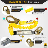 KwikSafety (Charlotte, NC) SUPERCELL COMBO | Arnés de seguridad de cuerpo completo con anillo 3D, cordón de 6 pies, cordón para herramientas, ANSI OSHA PPE protección contra caídas Equipo de retención universal de construcción para techos